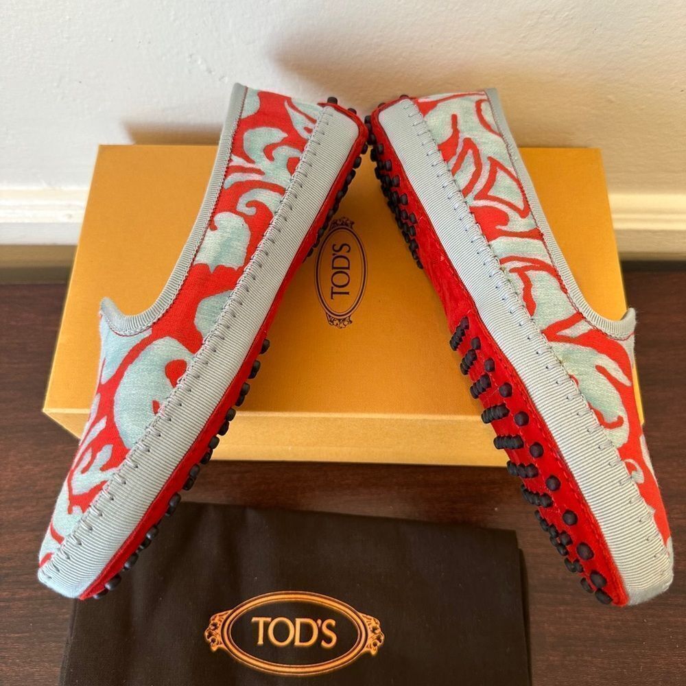TOD’S Stylish Red and Gray Women's Pantofola loafers size 7 new - Picture 2 of 15